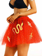 Glowing Red Tulle Party Skirt