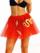 Radiant Red Tulle Layered Skirt