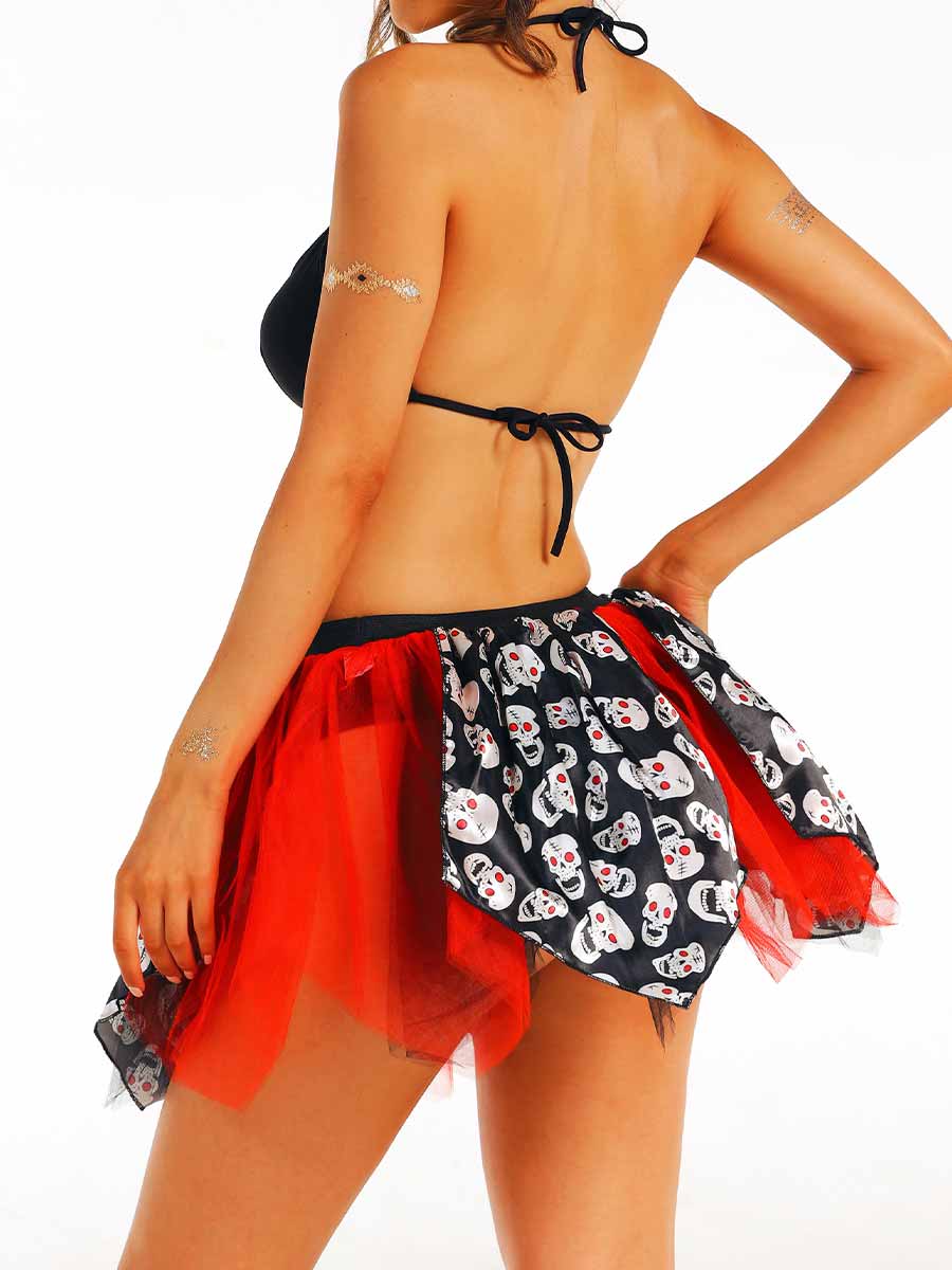 Macabre Rose and Skull Skirt