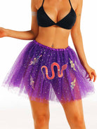 LED Purple Tulle Sequin Snake Skirt