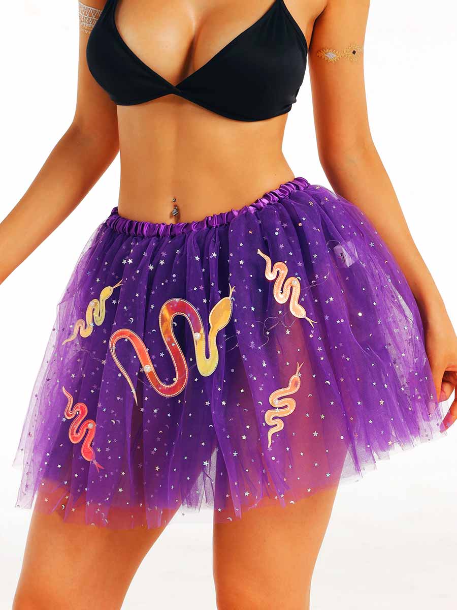 Glamorous Purple Sequin Snake Skirt