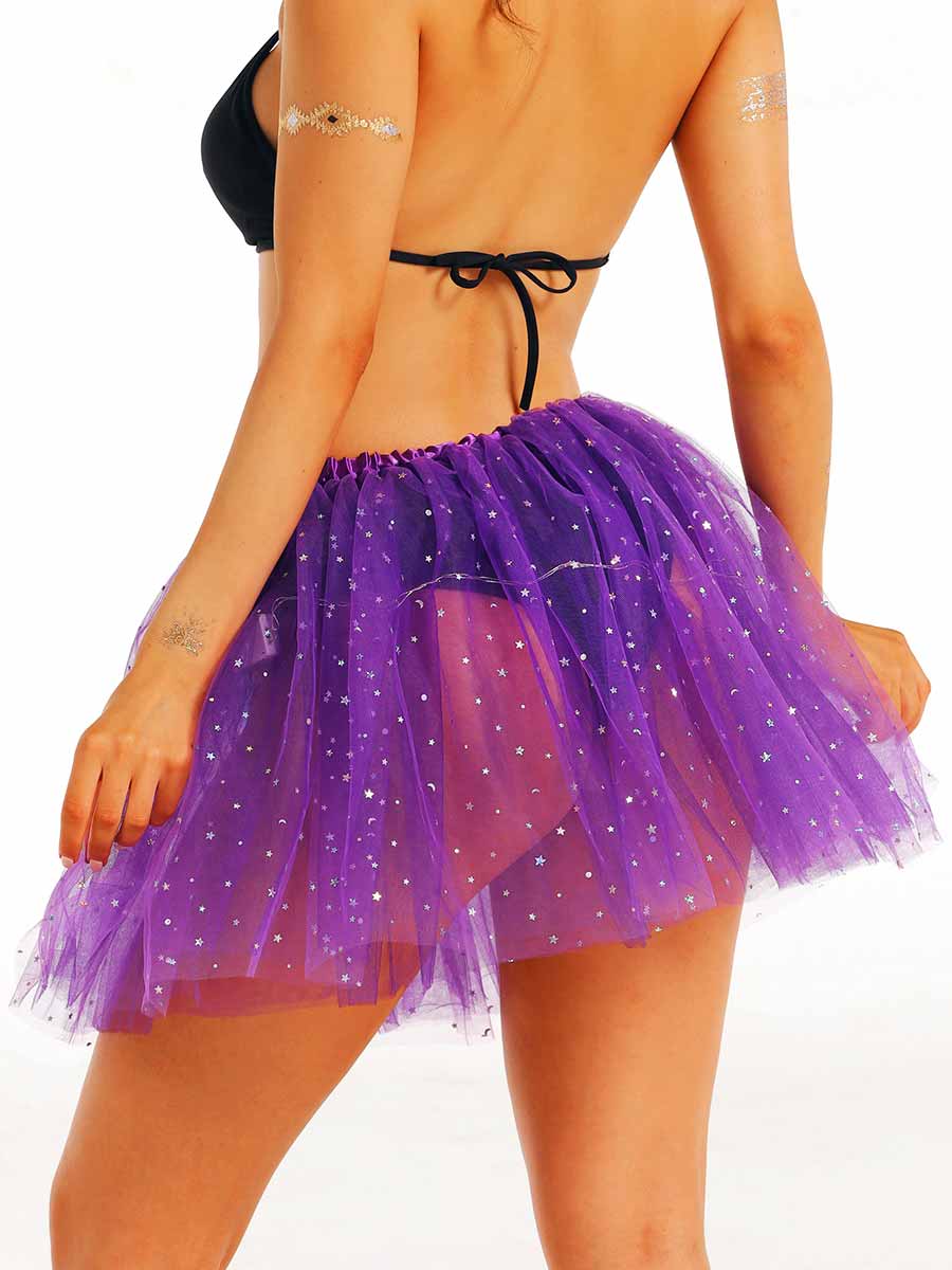 LED-Illuminated Purple Tulle Skirt