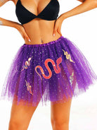 Glowing Purple Sequin Skirt with Snake Design