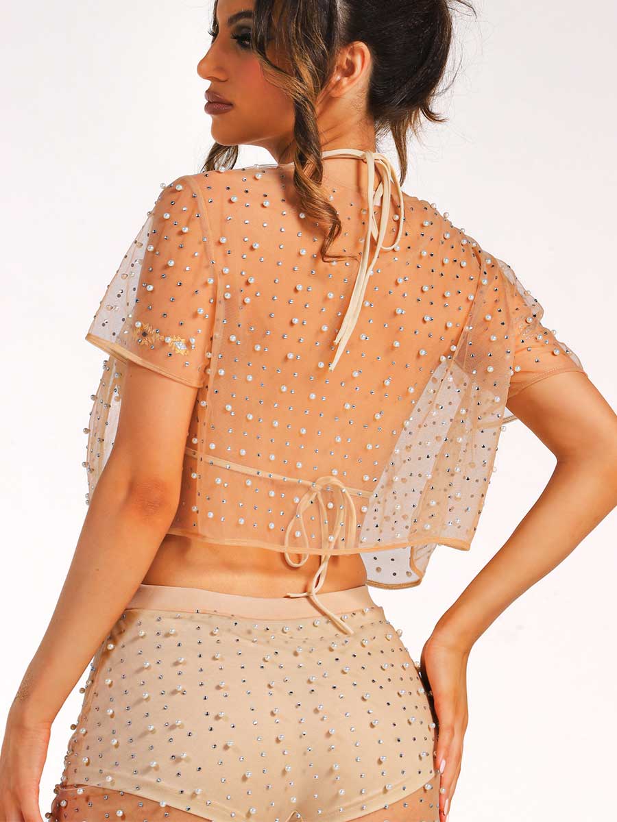 Elegant Pearl and Rhinestone Matching Ensemble