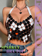 Two-Tone Sequin Halter Top