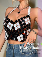 Metallic Black and Silver Halter Crop Top