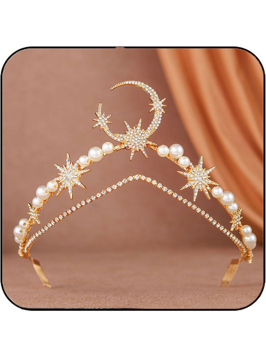 Gold Astral Moon and Star Tiara