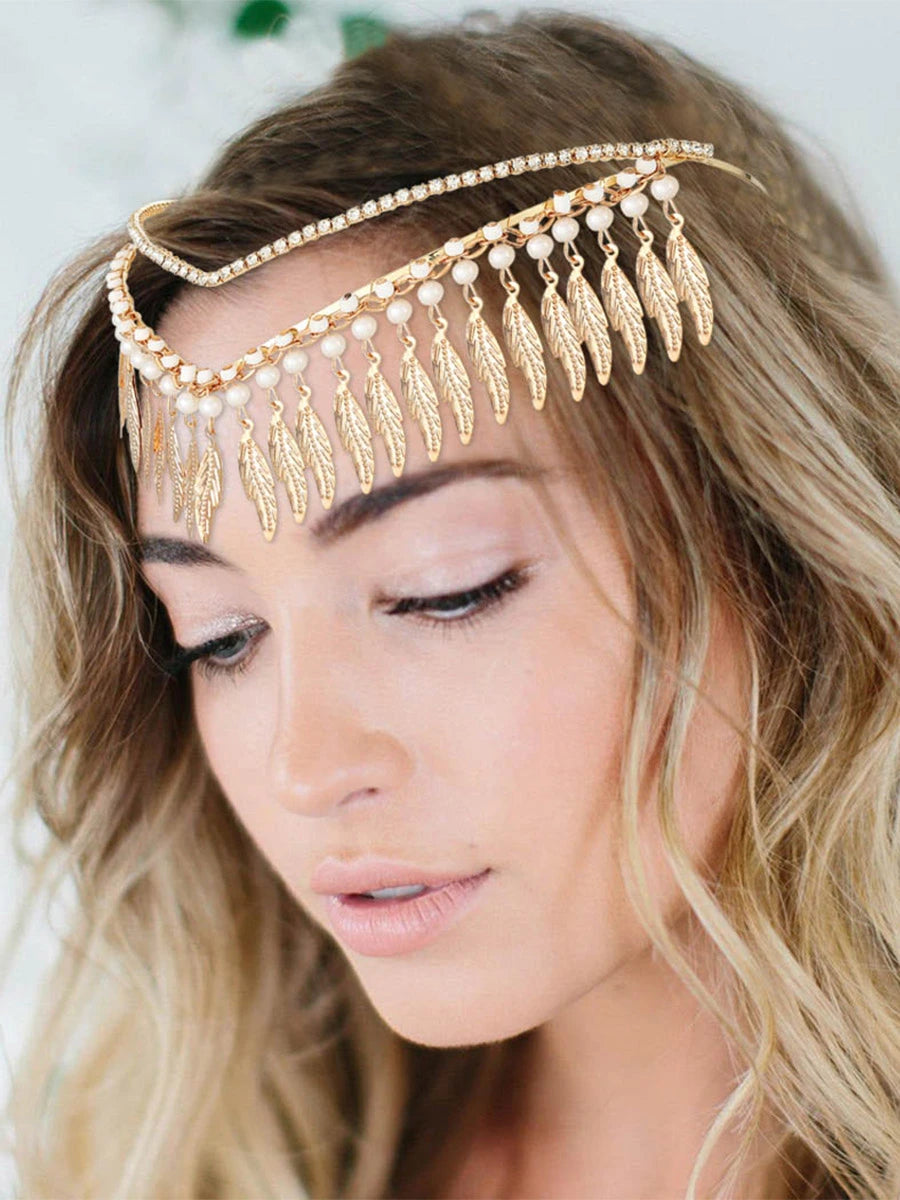 Roman-Inspired Leaf Tassel Tiara