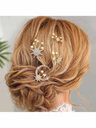 4-Pack Star Moon Pearl Rhinestone Hair Accessories