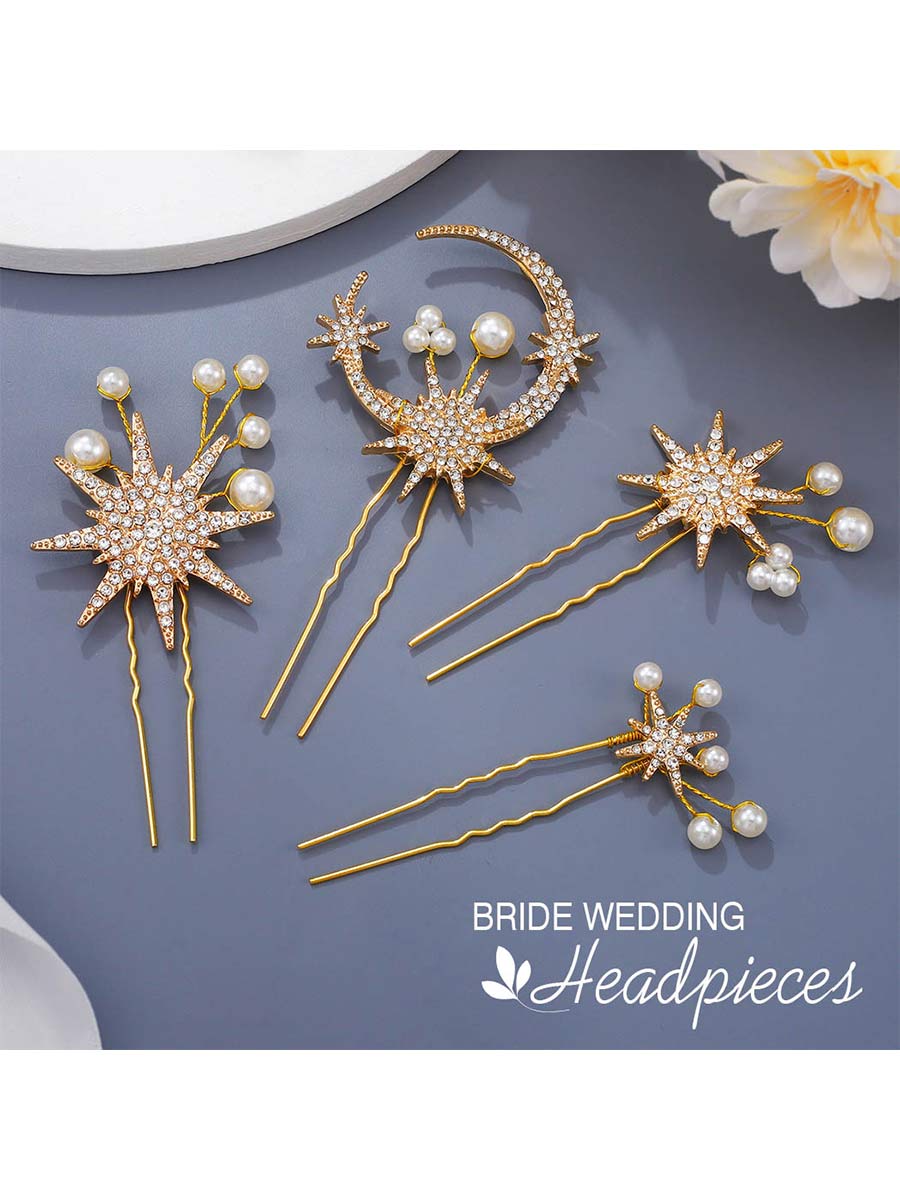 Celestial Pearl and Rhinestone Hair Clip Set