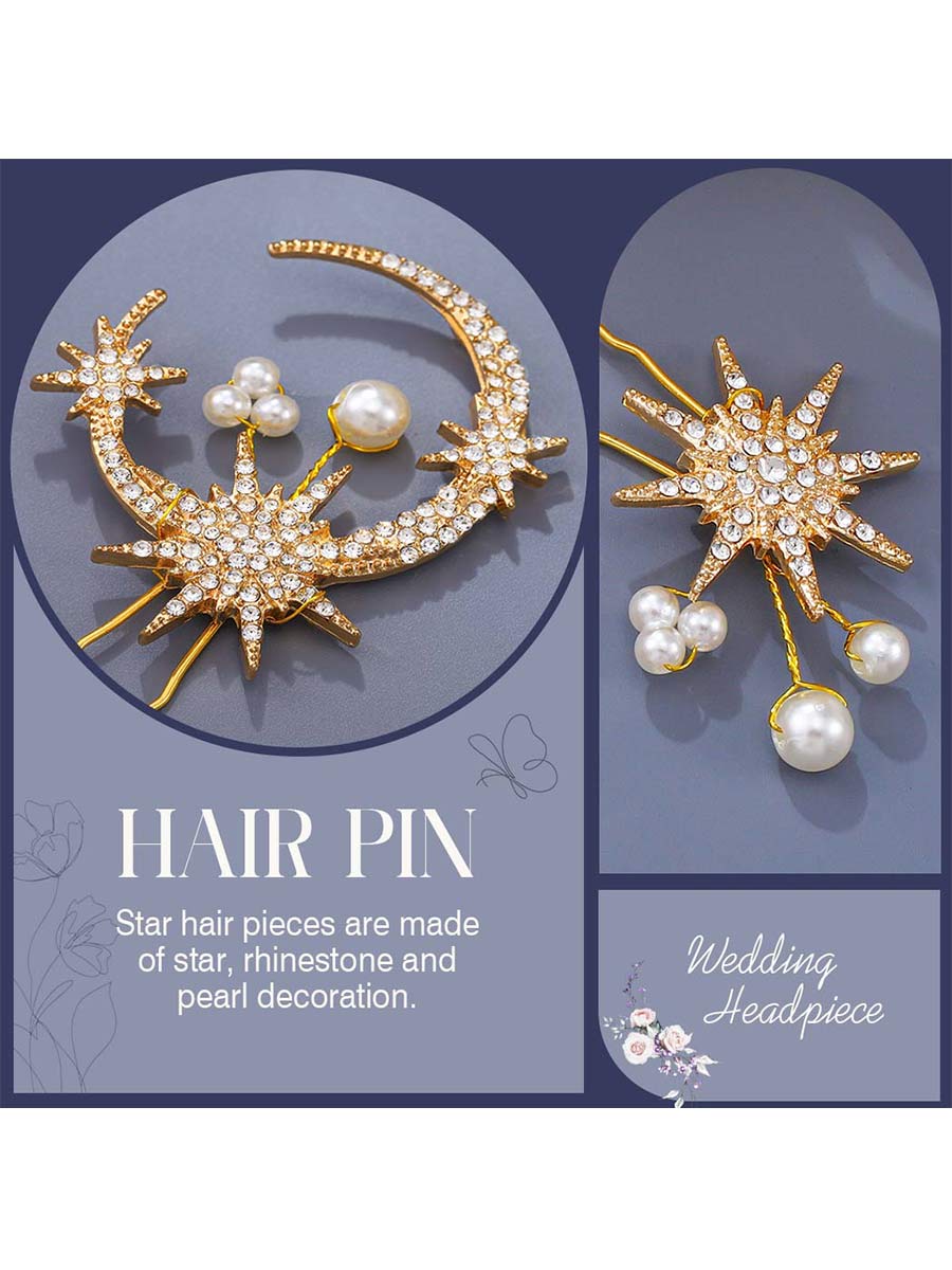 Gold Moon and Star Hair Accessory Set