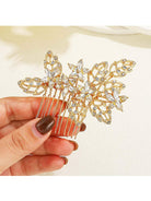 Gold-Plated Crystal Flower Side Comb