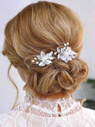 Elegant Silver Leaf and Bead Hairpins