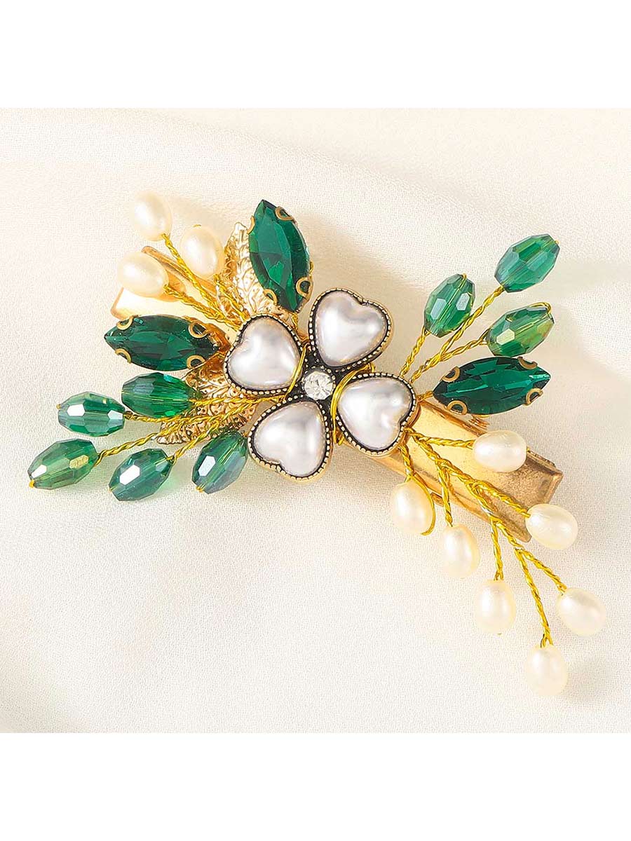 Gold and Green Vintage Hair Accessory