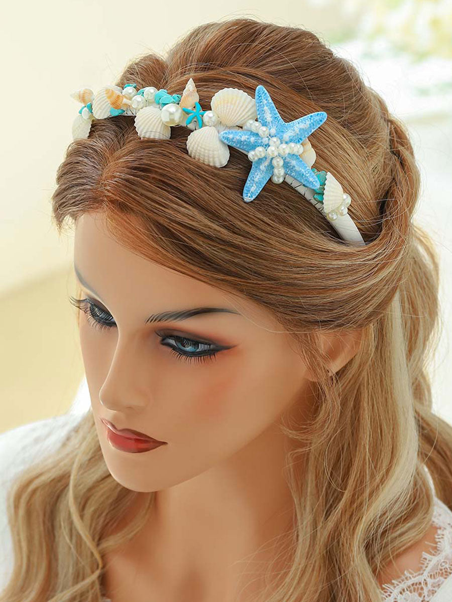 Beach-Themed Blue Starfish Hairpiece