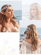 Rustic Braided Shell and Pearl Hairpiece