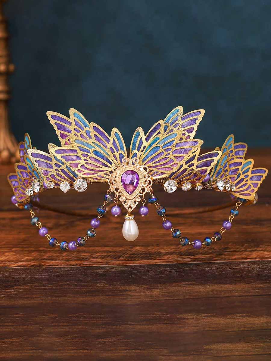 Lilac Enamel Butterfly Jewel Crown