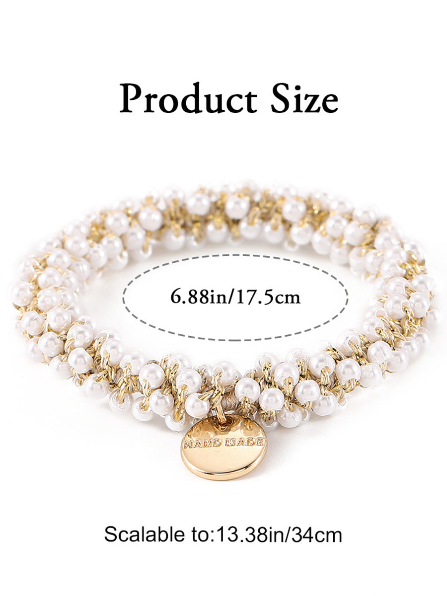 Pearl-Embellished Stretchy Hair Bands (Set of 3)