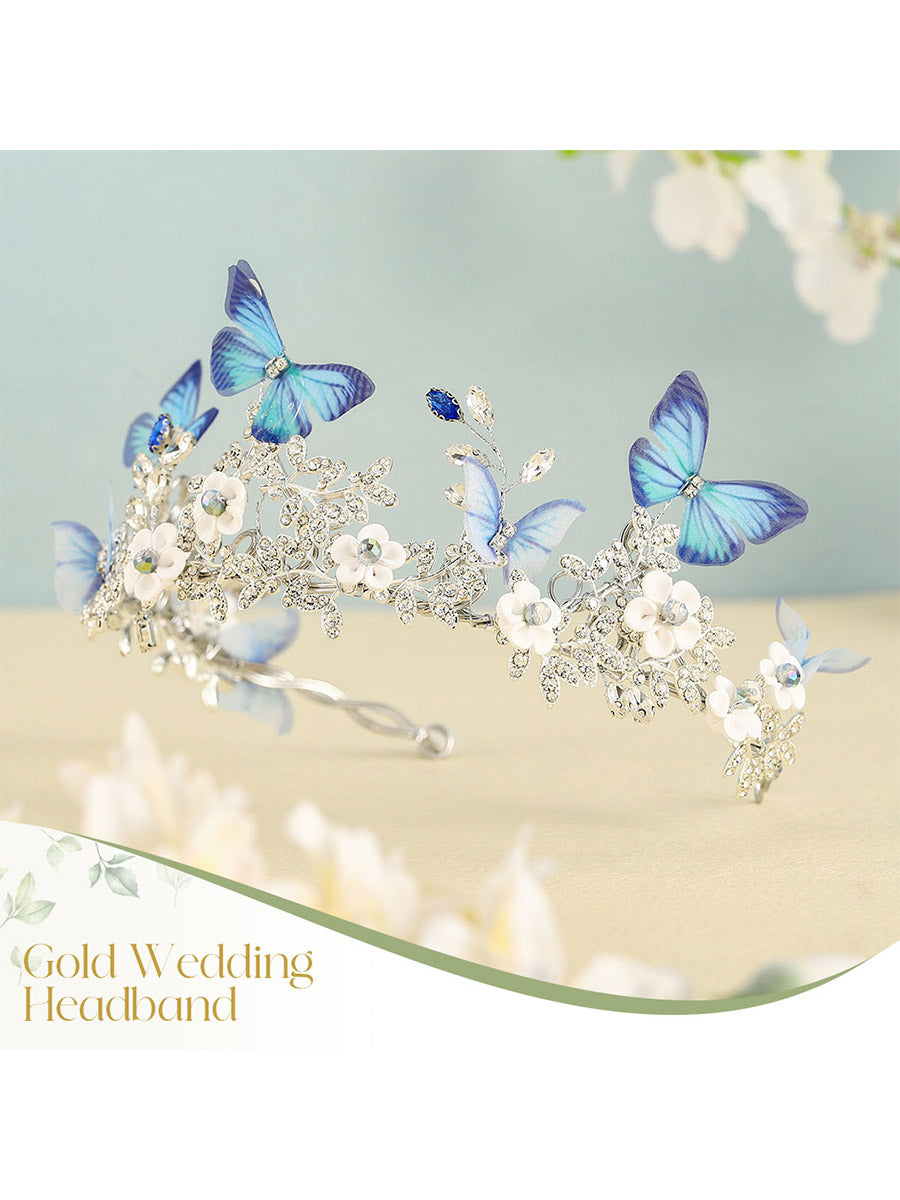 Royal Blue Butterfly Bridal Crown