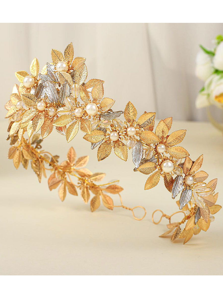 Gold-Plated Pearl Laurel Tiara