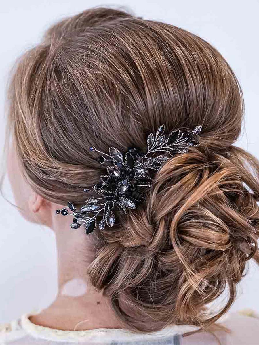 Vintage Black Crystal Bridal Hairpiece