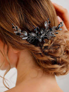 Elegant Black Rhinestone Wedding Comb