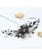 Silver-Wired Black Crystal Hair Accessory