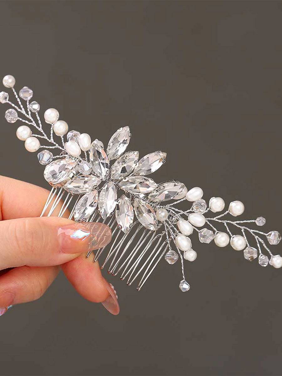 Exquisite Rhinestone and Pearl Celebration Hair Accessory