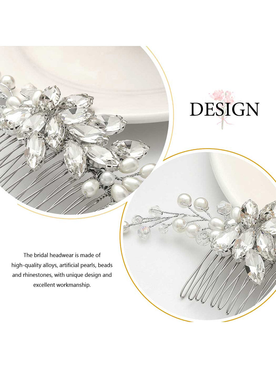 Glamorous Rhinestone-Studded Pearl Hair Clip