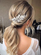 Silver Crystal Leaf Bridal Hair Comb