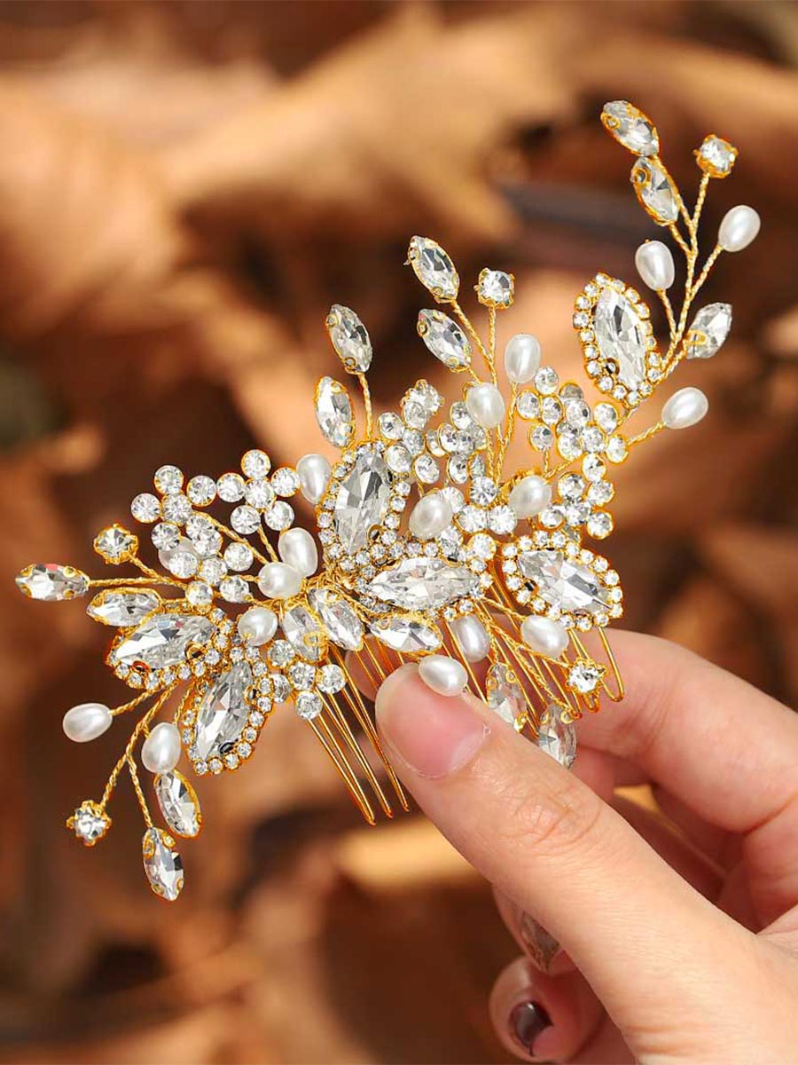 Elegant Pearl and Crystal Wedding Side Comb