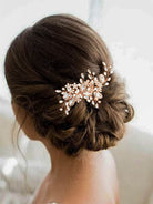 Crystal-Embellished Silver Hair Comb with Pearls