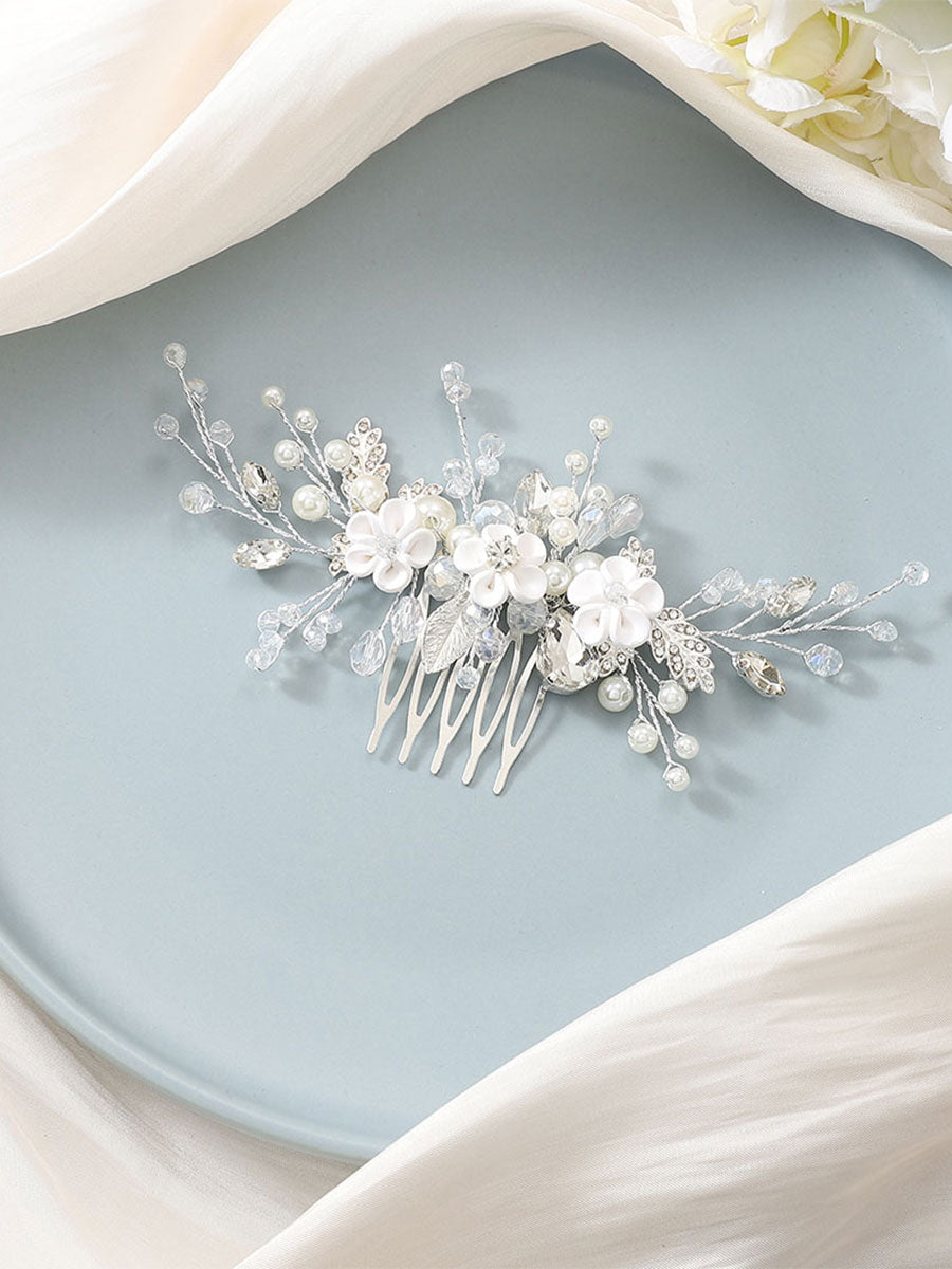 Elegant Floral Crystal Bridal Comb