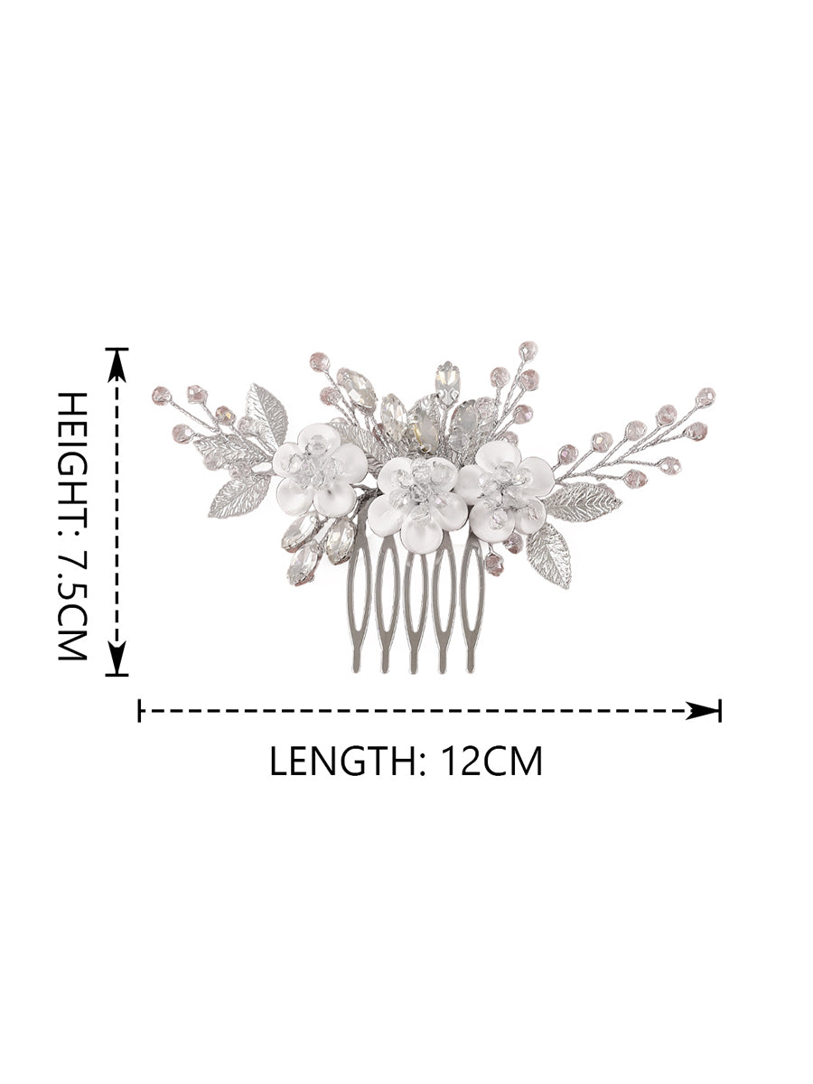 Handcrafted Opal and Rhinestone Hair Comb