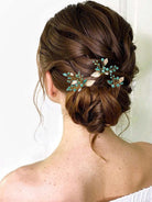 Green Rhinestone Bridal Hair Accessories Trio