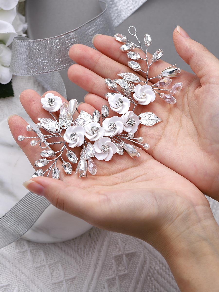 Silver Flower Wedding Hair Clip