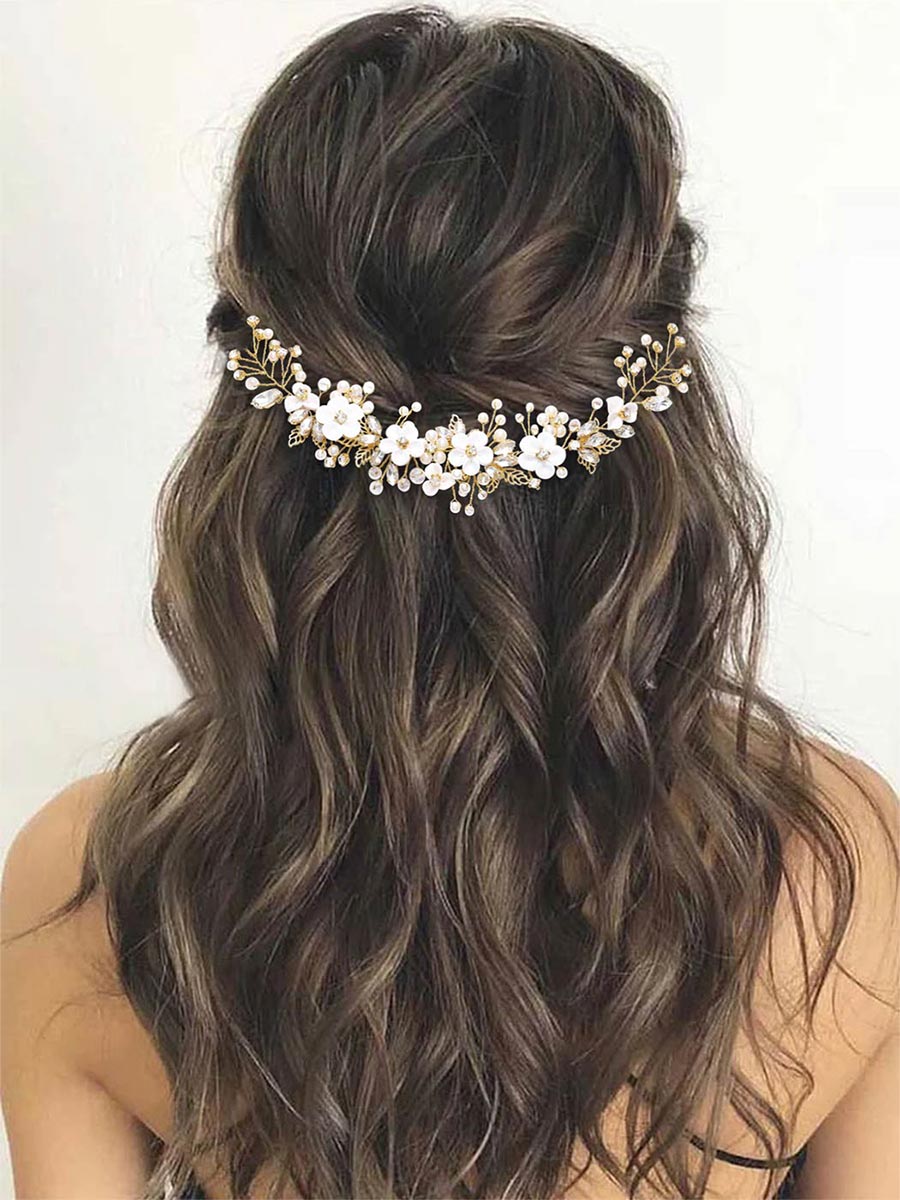 White Floral Vine Wedding Hairpiece