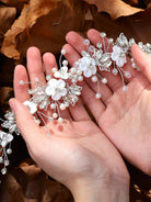 Silver Leaf and Flower Bridal Hair Decoration