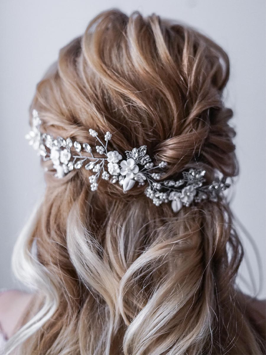 Crystal and Pearl Wedding Hair Vine