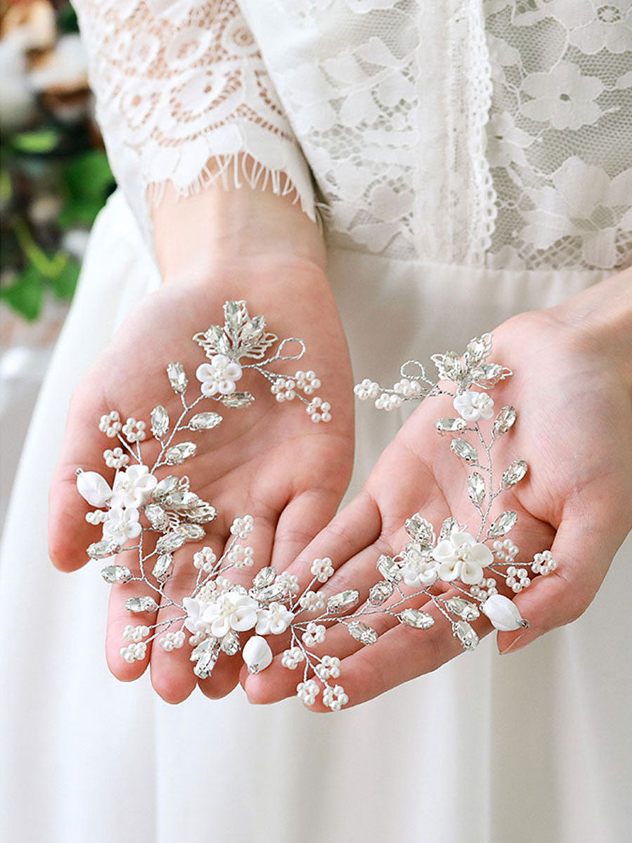 Silver Leaf and Pearl Bridal Headpiece