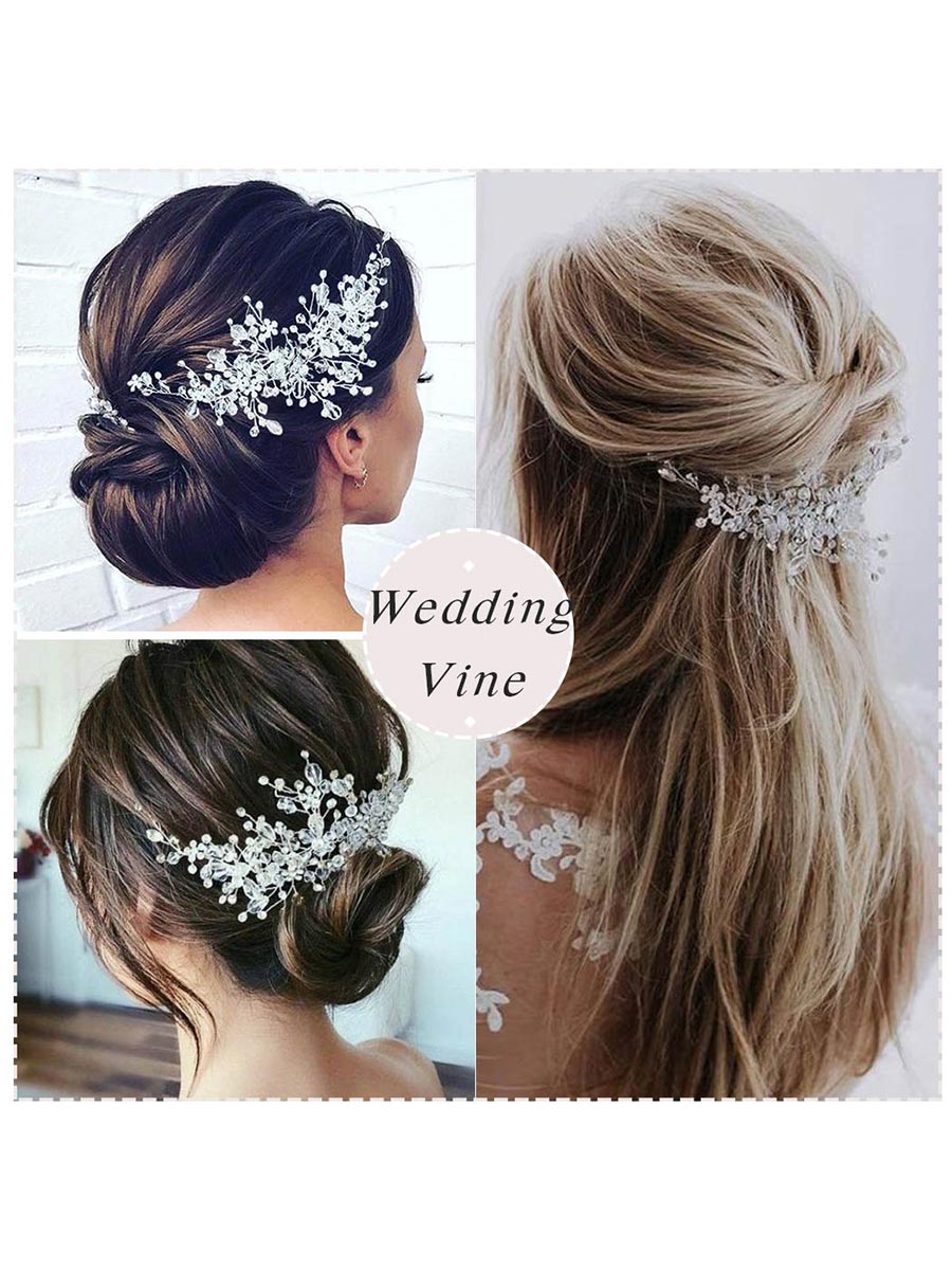 Crystal and Flower Wedding Hair Adornment