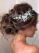 Bridal Silver Floral Crystal Hairpiece