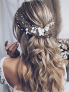 Bridal Silver Pearl Floral Hair Vine