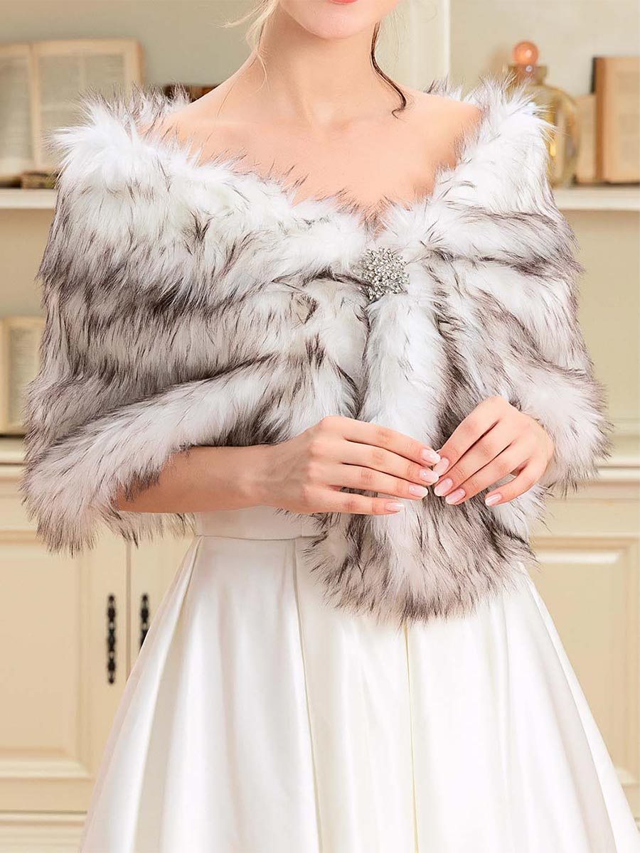 Elegant Fur Wrap with Decorative Clasp