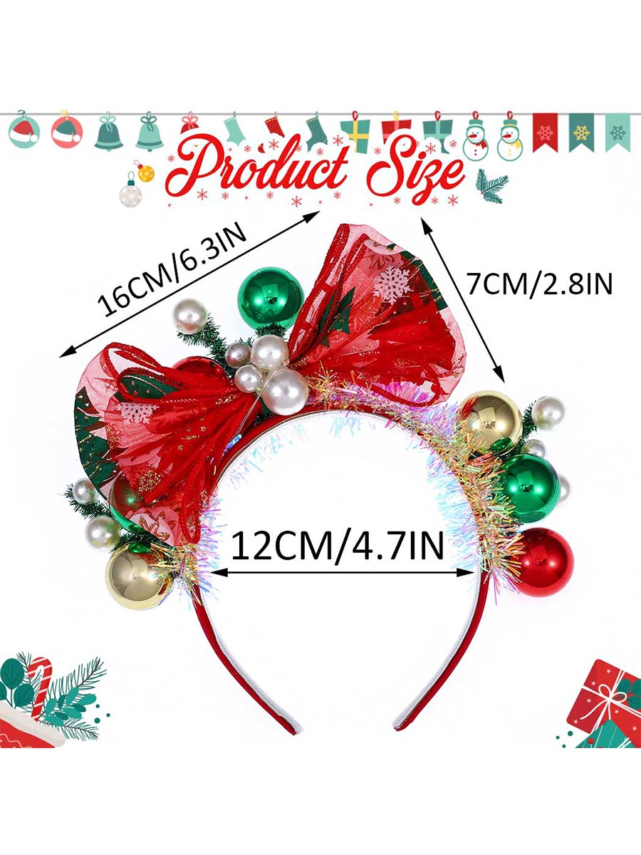 Charming Light-Up Headband with Red Ribbon Bow