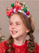 LED-Illuminated Hair Accessory with Red Bow and Glitter Balls