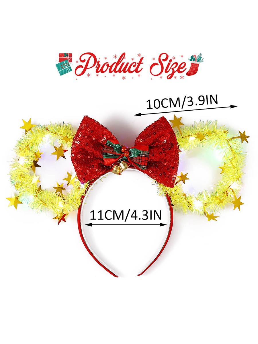 Festive Light-Up Bow and Mouse Ear Hairband