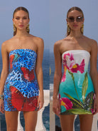 Spring/Summer Vacation Sequin Print Sundress - Casual Sexy Bandeau Dress