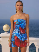 Casual Sequin Print Vacation Dress - Sexy Bandeau Style for Spring/Summer