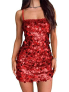 Sequin Strap Bodycon Dress - Backless Mini for Prom & Special Occasions